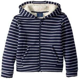 Like New Sherpa Lined Hoodie Jacket, Navy, Grey